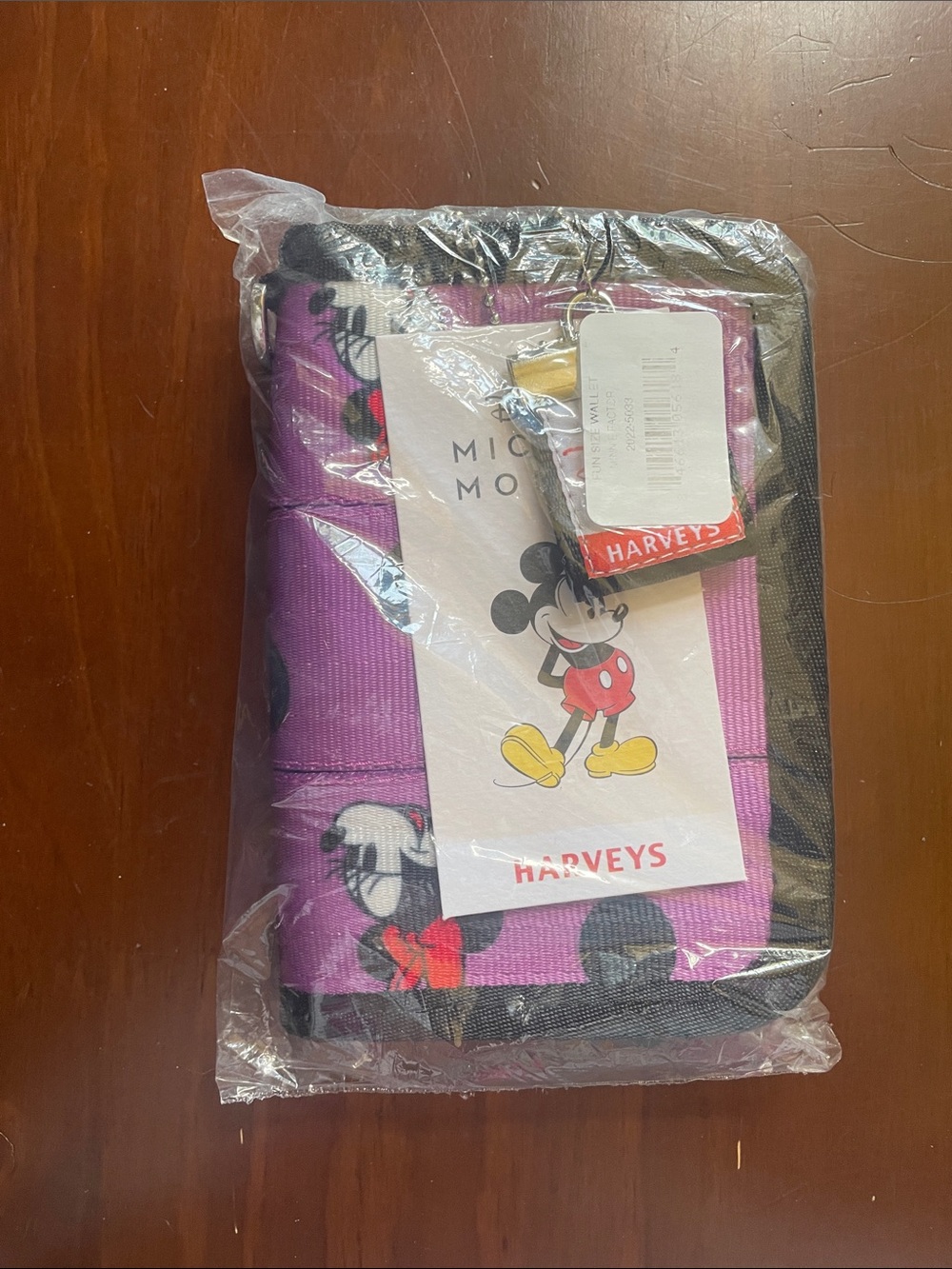 Harveys Disney Purple Minnie Mouse Print Wallet with Black Trim